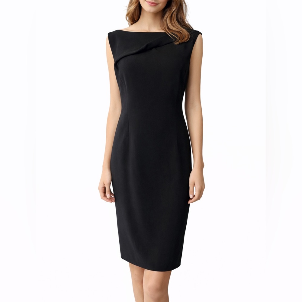 Talbots Sheath Dress 16 Black Crepe Sleeveless Career Church New $159